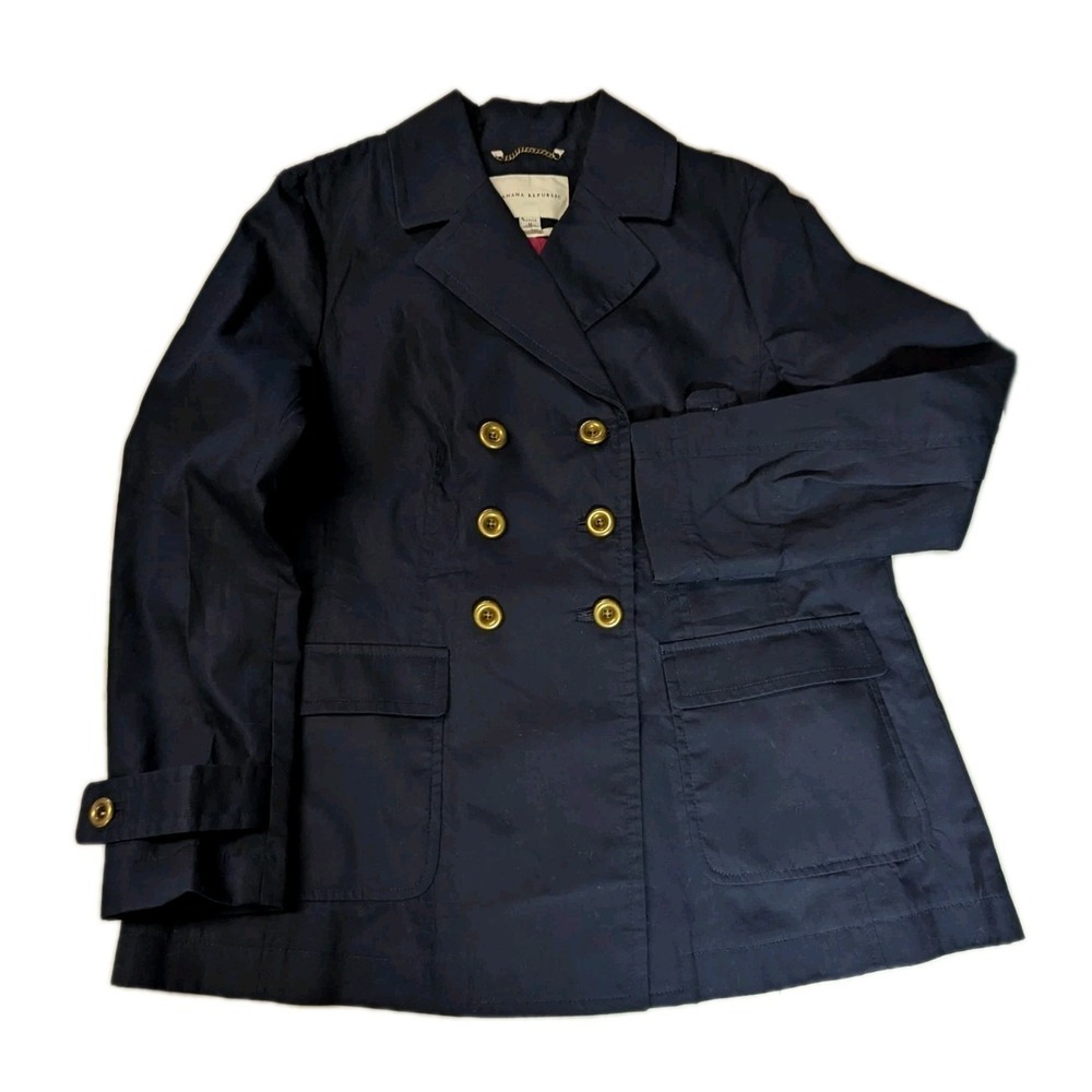Banana Republic Navy Blue Double Breasted Peacoat Jacket Petite M Gold Buttons